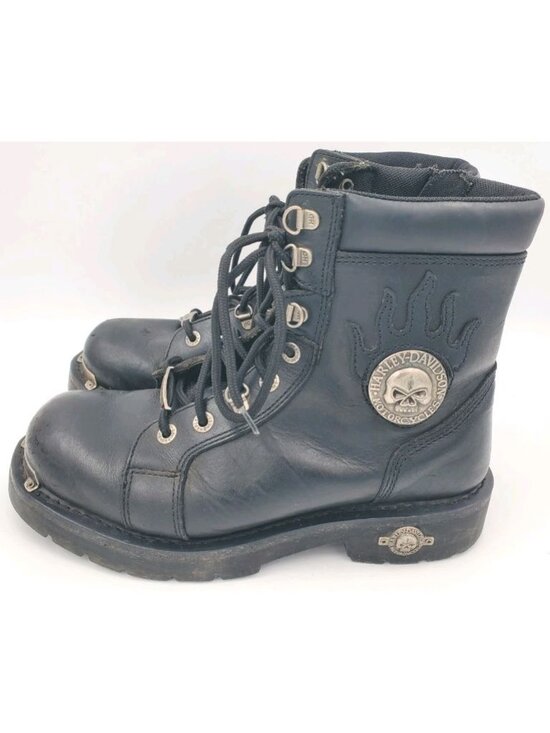 Harley Davidson Diversion Skull Motorcycle Boots Size 8 1/2 Black Leather D94169 main image 8